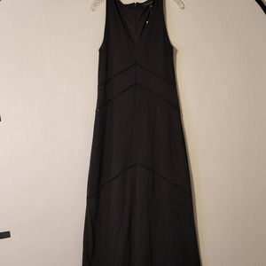Banana Republic Black Ladder Lace Panel Ponte Maxi Dress Size 8 Sleeveless V New